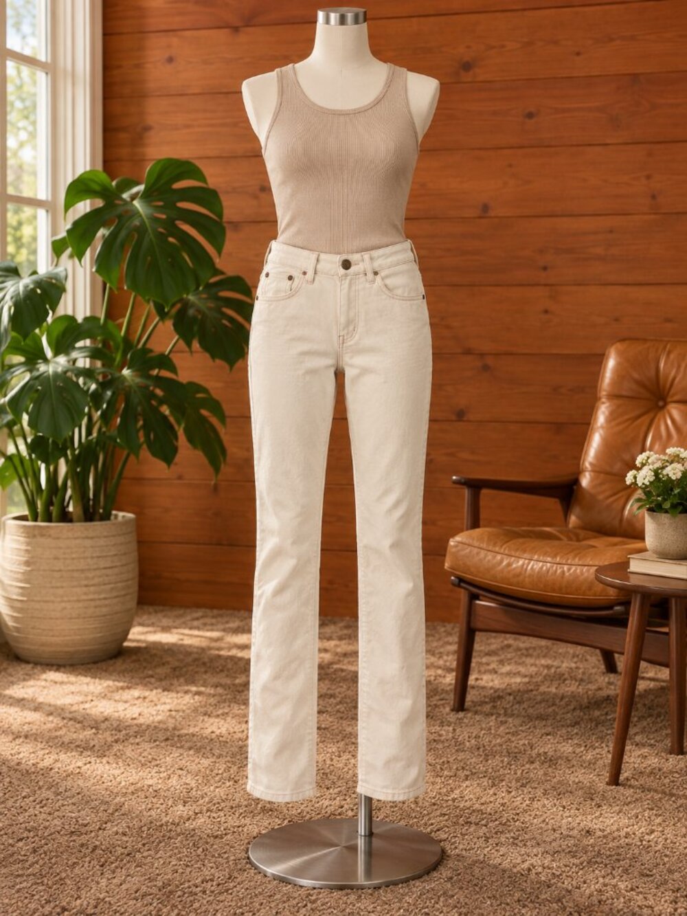 Mavi Lindy Women’s 27/34 Off-White Straight-Leg Stretch Jeans NWOT